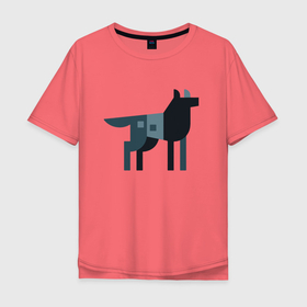 Мужская футболка хлопок Oversize с принтом Wolf   Minimalism в Курске, 100% хлопок | свободный крой, круглый ворот, “спинка” длиннее передней части | ears | minimalism | muzzle | paws | vanguard | wolf | авангард | волк | лапы | минимализм | уши