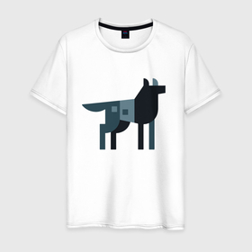 Мужская футболка хлопок с принтом Wolf   Minimalism в Новосибирске, 100% хлопок | прямой крой, круглый вырез горловины, длина до линии бедер, слегка спущенное плечо. | ears | minimalism | muzzle | paws | vanguard | wolf | авангард | волк | лапы | минимализм | уши