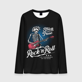 Мужской лонгслив 3D с принтом Rock n Roll Punk в Новосибирске, 100% полиэстер | длинные рукава, круглый вырез горловины, полуприлегающий силуэт | dead kennedys | exploited | fpg | punks not dead | анархия | гаражный рок | гитара | гражданская оборона | гранж | ирокез | король и шут | металл | музыка | наив | панк рок | пурген | рок музыка | рокер | рокнролл