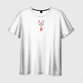 Мужская футболка 3D с принтом Маска демонической лисы , 100% полиэфир | прямой крой, круглый вырез горловины, длина до линии бедер | демоны | лиса | маски | маски демонов | японские маски