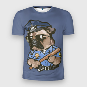 Мужская футболка 3D Slim с принтом И кто здесь главный в Новосибирске, 100% полиэстер с улучшенными характеристиками | приталенный силуэт, круглая горловина, широкие плечи, сужается к линии бедра | бульдог | животное | собака