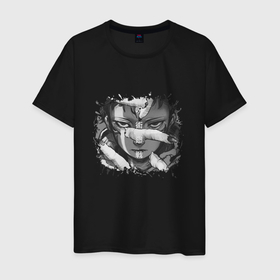 Мужская футболка хлопок с принтом Итадори арт в Кировске, 100% хлопок | прямой крой, круглый вырез горловины, длина до линии бедер, слегка спущенное плечо. | anime | jujutsu kaisen 0 | аниме | анимэ | итадори юдзи | магическая битва 0