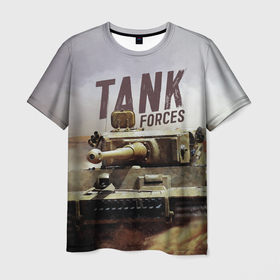 Мужская футболка 3D с принтом Forces. Tank в Новосибирске, 100% полиэфир | прямой крой, круглый вырез горловины, длина до линии бедер | 23 февраля | army | military | soldier | армия | военные | военый | войска | день защитника отечества | милитари | солдат | солдаты | спецназ | танк | танки | танковые войска