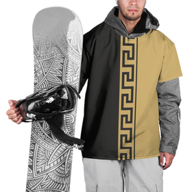 Накидка на куртку 3D с принтом Узор Версачи в Курске, 100% полиэстер |  | золотой | орнамент | полоса с узором | рисунок | узор версачи | черно золотой | черный