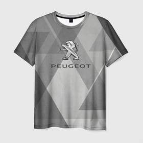 Мужская футболка 3D с принтом Peugeot много оттенков серого в Санкт-Петербурге, 100% полиэфир | прямой крой, круглый вырез горловины, длина до линии бедер | auto | peugeot | авто | автомобиль | бренд | марка | машины | пежо