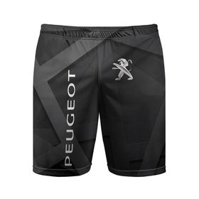 Мужские шорты спортивные с принтом Peugeot black ,  |  | Тематика изображения на принте: auto | peugeot | авто | автомобиль | бренд | марка | машины | пежо