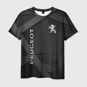 Мужская футболка 3D с принтом Peugeot black в Тюмени, 100% полиэфир | прямой крой, круглый вырез горловины, длина до линии бедер | auto | peugeot | авто | автомобиль | бренд | марка | машины | пежо
