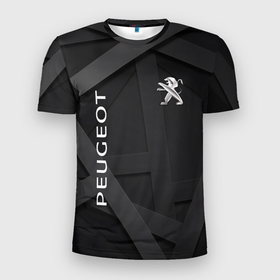 Мужская футболка 3D Slim с принтом Peugeot black в Екатеринбурге, 100% полиэстер с улучшенными характеристиками | приталенный силуэт, круглая горловина, широкие плечи, сужается к линии бедра | auto | peugeot | авто | автомобиль | бренд | марка | машины | пежо