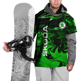 Накидка на куртку 3D с принтом Skoda green sport в Тюмени, 100% полиэстер |  | Тематика изображения на принте: auto | shkoda | skoda | авто | автомобиль | бренд | марка | шкода