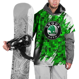 Накидка на куртку 3D с принтом Skoda green мозаика в Тюмени, 100% полиэстер |  | auto | shkoda | skoda | авто | автомобиль | бренд | марка | шкода