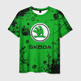 Мужская футболка 3D с принтом [Skoda]   Брызги красок в Белгороде, 100% полиэфир | прямой крой, круглый вырез горловины, длина до линии бедер | auto | shkoda | skoda | авто | автомобиль | бренд | марка | шкода