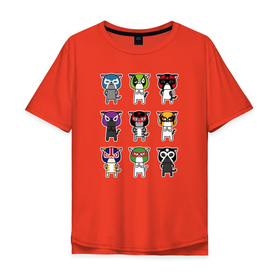 Мужская футболка хлопок Oversize с принтом Коты рестлеры в Тюмени, 100% хлопок | свободный крой, круглый ворот, “спинка” длиннее передней части | uww | wrestling | борец | борьба | реслер | реслинг | рестлер | рестлинг | спорт | спортсмен