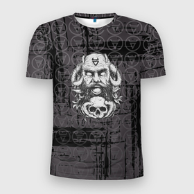 Мужская футболка 3D Slim с принтом Боги Велес в Петрозаводске, 100% полиэстер с улучшенными характеристиками | приталенный силуэт, круглая горловина, широкие плечи, сужается к линии бедра | боги | велес | обереги | скандинавские символы | языческие символы