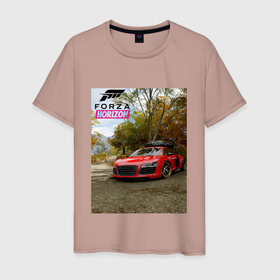 Мужская футболка хлопок с принтом Forza Horizon 5 AUDI , 100% хлопок | прямой крой, круглый вырез горловины, длина до линии бедер, слегка спущенное плечо. | audi | auto | autosport | cars | forza | game | horizon | sportcar | авто | игра | спорт