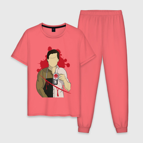 Мужская пижама хлопок с принтом Dexter (Art) в Кировске, 100% хлопок | брюки и футболка прямого кроя, без карманов, на брюках мягкая резинка на поясе и по низу штанин
 | dexter | арт | декстер | сериалы