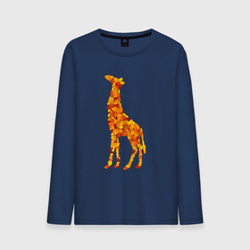 Мужской лонгслив хлопок с принтом Лиственный жираф в Кировске, 100% хлопок |  | африка | животное | жираф | листья | осень | саванна
