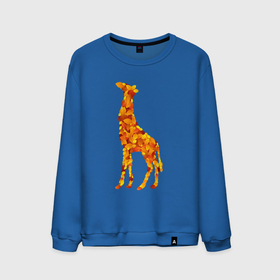 Мужской свитшот хлопок с принтом Лиственный жираф в Кировске, 100% хлопок |  | африка | животное | жираф | листья | осень | саванна