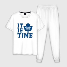 Мужская пижама хлопок с принтом It is Toronto Maple Leafs Time, Торонто Мейпл Лифс , 100% хлопок | брюки и футболка прямого кроя, без карманов, на брюках мягкая резинка на поясе и по низу штанин
 | Тематика изображения на принте: hockey | maple leafs | nhl | toronto | toronto maple leafs | usa | мейпл лифс | нхл | спорт | сша | торонто | торонто мейпл лифс | хоккей | шайба