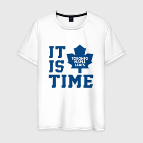 Мужская футболка хлопок с принтом It is Toronto Maple Leafs Time, Торонто Мейпл Лифс в Курске, 100% хлопок | прямой крой, круглый вырез горловины, длина до линии бедер, слегка спущенное плечо. | hockey | maple leafs | nhl | toronto | toronto maple leafs | usa | мейпл лифс | нхл | спорт | сша | торонто | торонто мейпл лифс | хоккей | шайба