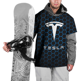 Накидка на куртку 3D с принтом Tesla Соты. в Рязани, 100% полиэстер |  | elon mask | tesla | авто | автомобиль | илон | илон маск | маск | тесла