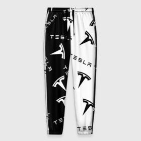 Мужские брюки 3D с принтом Tesla Black  White. , 100% полиэстер | манжеты по низу, эластичный пояс регулируется шнурком, по бокам два кармана без застежек, внутренняя часть кармана из мелкой сетки | elon mask | tesla | авто | автомобиль | илон | илон маск | маск | тесла
