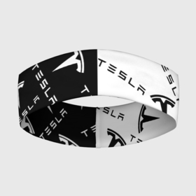 Повязка на голову 3D с принтом Tesla Black  White. ,  |  | elon mask | tesla | авто | автомобиль | илон | илон маск | маск | тесла