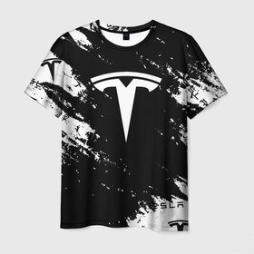 Мужская футболка 3D с принтом Tesla logo texture в Санкт-Петербурге, 100% полиэфир | прямой крой, круглый вырез горловины, длина до линии бедер | elon mask | tesla | авто | автомобиль | илон | илон маск | маск | тесла