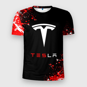 Мужская футболка 3D Slim с принтом Tesla sport auto , 100% полиэстер с улучшенными характеристиками | приталенный силуэт, круглая горловина, широкие плечи, сужается к линии бедра | elon mask | tesla | авто | автомобиль | илон | илон маск | маск | тесла