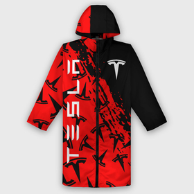 Дождевик унисекс 3D с принтом Tesla red pattern в городе Новоалтайск,  |  | elon mask | tesla | авто | автомобиль | илон | илон маск | маск | тесла