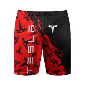 Мужские шорты спортивные с принтом Tesla red pattern в Белгороде,  |  | elon mask | tesla | авто | автомобиль | илон | илон маск | маск | тесла