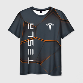 Мужская футболка 3D с принтом Tesla текстура в Екатеринбурге, 100% полиэфир | прямой крой, круглый вырез горловины, длина до линии бедер | elon mask | tesla | авто | автомобиль | илон | илон маск | маск | тесла