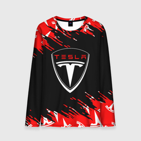 Мужской лонгслив 3D с принтом [Tesla]   Logo Sport Auto , 100% полиэстер | длинные рукава, круглый вырез горловины, полуприлегающий силуэт | elon mask | tesla | авто | автомобиль | илон | илон маск | маск | тесла