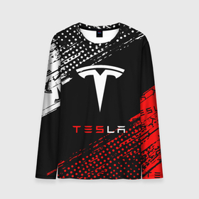 Мужской лонгслив 3D с принтом [Tesla]   Logo Pattern , 100% полиэстер | длинные рукава, круглый вырез горловины, полуприлегающий силуэт | elon mask | tesla | авто | автомобиль | илон | илон маск | маск | тесла