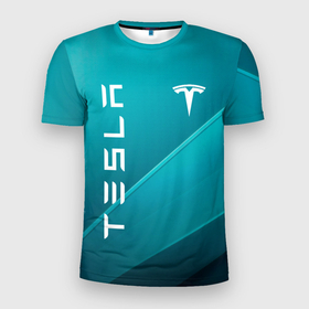 Мужская футболка 3D Slim с принтом [Tesla]   Sport в Санкт-Петербурге, 100% полиэстер с улучшенными характеристиками | приталенный силуэт, круглая горловина, широкие плечи, сужается к линии бедра | elon mask | tesla | авто | автомобиль | илон | илон маск | маск | тесла