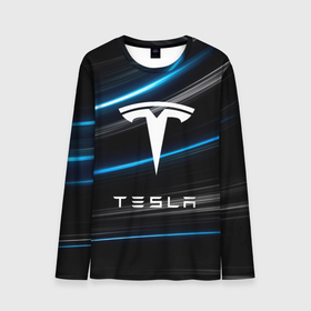 Мужской лонгслив 3D с принтом [Tesla]   Неоновые полосы , 100% полиэстер | длинные рукава, круглый вырез горловины, полуприлегающий силуэт | elon mask | tesla | авто | автомобиль | илон | илон маск | маск | тесла