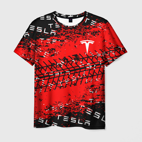 Мужская футболка 3D с принтом [Tesla]   Следы от колес в Санкт-Петербурге, 100% полиэфир | прямой крой, круглый вырез горловины, длина до линии бедер | elon mask | tesla | авто | автомобиль | илон | илон маск | маск | тесла