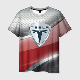 Мужская футболка 3D с принтом [Tesla]   Logo Style в Санкт-Петербурге, 100% полиэфир | прямой крой, круглый вырез горловины, длина до линии бедер | elon mask | tesla | авто | автомобиль | илон | илон маск | маск | тесла