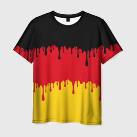 Мужская футболка 3D с принтом Флаг Германии (потёки) в Тюмени, 100% полиэфир | прямой крой, круглый вырез горловины, длина до линии бедер | Тематика изображения на принте: audi | bavaria | berlin | bmw | doberman | europe | fascist | frg | gdr | germany | hitler | mercedes | munich | ауди | бавария | берлин | бмв | гдр | герб германии | германия | германский флаг | гёте | доберман | европа | мерседес | мюнхен | нем