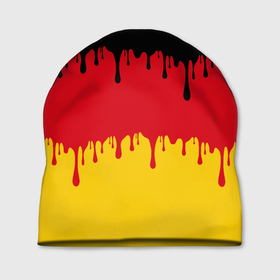 Шапка 3D с принтом Флаг Германии (потёки) в Тюмени, 100% полиэстер | универсальный размер, печать по всей поверхности изделия | Тематика изображения на принте: audi | bavaria | berlin | bmw | doberman | europe | fascist | frg | gdr | germany | hitler | mercedes | munich | ауди | бавария | берлин | бмв | гдр | герб германии | германия | германский флаг | гёте | доберман | европа | мерседес | мюнхен | нем