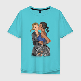 Мужская футболка хлопок Oversize с принтом Two girls by sexygirlsdraw в Екатеринбурге, 100% хлопок | свободный крой, круглый ворот, “спинка” длиннее передней части | anime | art | cute girl | girl | girls | аниме | арт | девушка | девушки