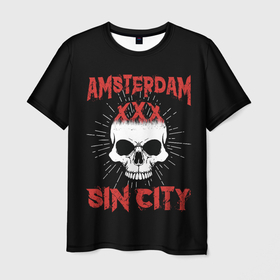 Мужская футболка 3D с принтом AMSTERDAM (Амстердам) в Екатеринбурге, 100% полиэфир | прямой крой, круглый вырез горловины, длина до линии бедер | amsterdam | death | holland | pirate | skeleton | skull | zombie | адамова голова | амстердам | гаага | голландия | зомби | кладбище | мертвец | могила | мумия | навь | нидерланды | пират | роттердам | скелет | страна | ужас