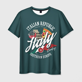 Мужская футболка 3D с принтом Italy (Италия) в Петрозаводске, 100% полиэфир | прямой крой, круглый вырез горловины, длина до линии бедер | fast food | florence | italy | leaning tower of pisa | milan | palermo | pizza | pizzeria | rome | venice | быстрое питание | венеция | вино | еда | жратва | италия | итальянская еда | корм | лепёшка | милан | палермо | пизанская башня | пирог