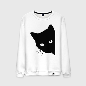 Мужской свитшот хлопок с принтом Всё тот же чёрный котяра в Петрозаводске, 100% хлопок |  | cat | ears | eyes | kitten | moustache | глаза | кот | котёнок | кошка | усы | уши