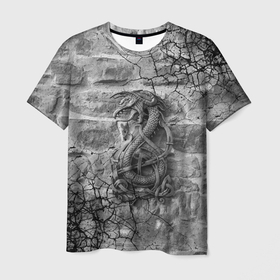 Мужская футболка 3D с принтом Дракон Скандинавские символы в Кировске, 100% полиэфир | прямой крой, круглый вырез горловины, длина до линии бедер | знаки | обереги | символы | скандинавские символы | языческие узоры