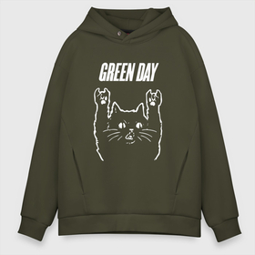 Мужское худи Oversize хлопок с принтом Green Day Рок кот в Екатеринбурге, френч-терри — 70% хлопок, 30% полиэстер. Мягкий теплый начес внутри —100% хлопок | боковые карманы, эластичные манжеты и нижняя кромка, капюшон на магнитной кнопке | american idiot | green day | heavy metal | metal | rock | альтернатива | грин дей | грин дэй | группа | метал | музыка | рок | трэш метал | хеви метал