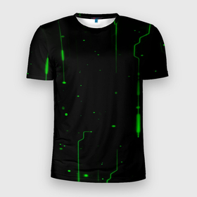 Мужская футболка 3D Slim с принтом Neon Green Light в Петрозаводске, 100% полиэстер с улучшенными характеристиками | приталенный силуэт, круглая горловина, широкие плечи, сужается к линии бедра | Тематика изображения на принте: light | neon | зеленый свет | неон | неоновый свет | свет