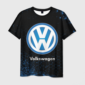 Мужская футболка 3D с принтом Volkswagen   Объемный в Кировске, 100% полиэфир | прямой крой, круглый вырез горловины, длина до линии бедер | auto | logo | moto | symbol | volkswagen | авто | автомобиль | гонки | знак | лого | логотип | логотипы | марка | машина | мото | символ | символы | фольксваген