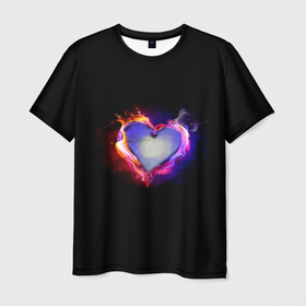 Мужская футболка 3D с принтом Холодное сердце | Cold heart в Новосибирске, 100% полиэфир | прямой крой, круглый вырез горловины, длина до линии бедер | Тематика изображения на принте: cold | heart | love | любовь | сердце