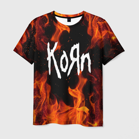 Мужская футболка 3D с принтом Корн, Korn огонь в Курске, 100% полиэфир | прямой крой, круглый вырез горловины, длина до линии бедер | alternative | heavy | korn | koяn | metal | rapcore | rock | the nothing | youll never find me | джонатан дэвис | корн | корни | коян | ньюметал | нюметал | рок