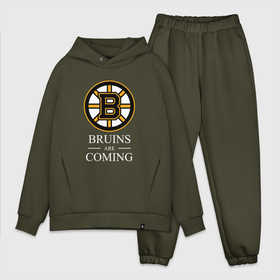 Мужской костюм хлопок OVERSIZE с принтом Boston are coming, Бостон Брюинз, Boston Bruins в Тюмени,  |  | Тематика изображения на принте: boston | boston bruins | bruins | hockey | nhl | usa | бостон | бостон брюинз | нхл | спорт | сша | хоккей | шайба